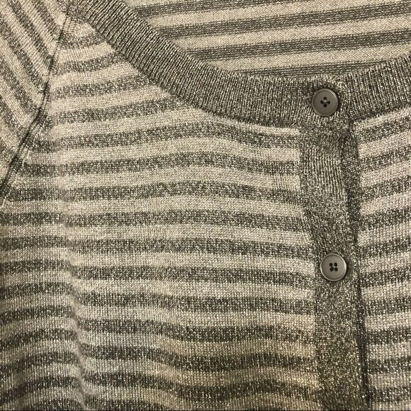 Lane Bryant knit gray metallic stripped button up cardigan sweater 18/20 - Picture 4 of 14